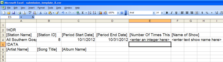 template before inserting data